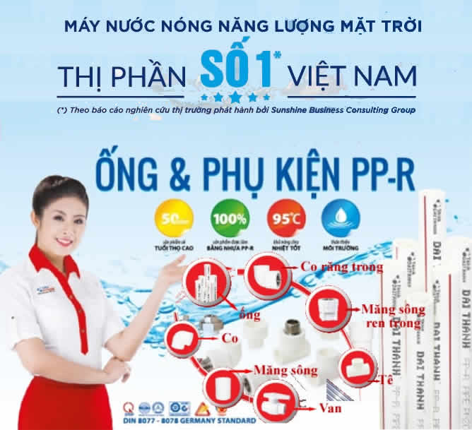 Tặng bộ phụ kiện lắp máy nước nóng mặt trời Đại Thành
