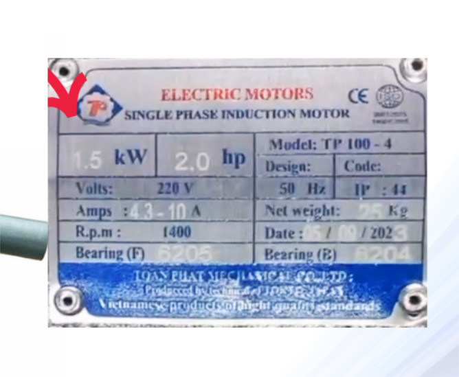 TSKT Motor Toàn Phát 2 ngựa 1 pha tua 1450 vòng