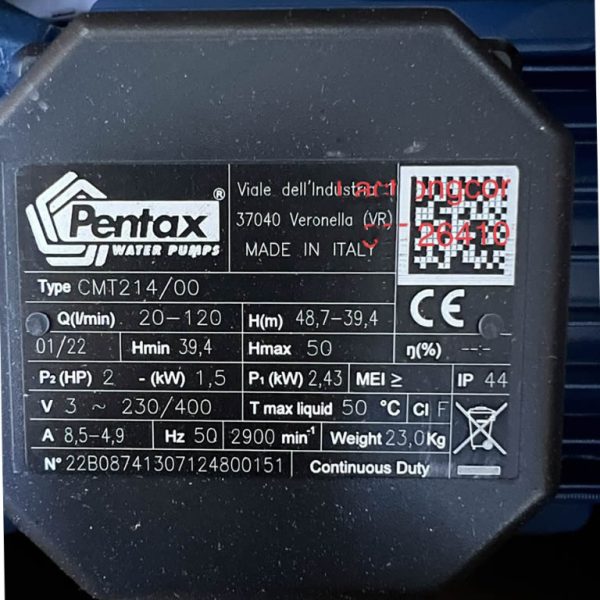 TSKT motor nước 2Hp 380v Pentax CMT214-00