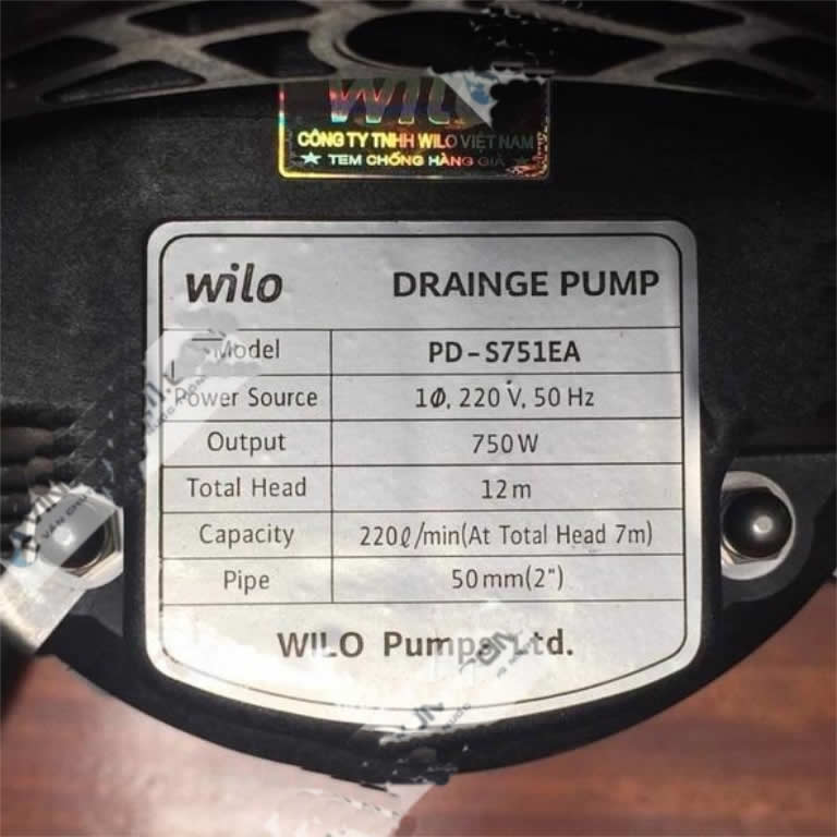 TSKT Máy bơm nước thải 1Hp Wilo PD-S751EA