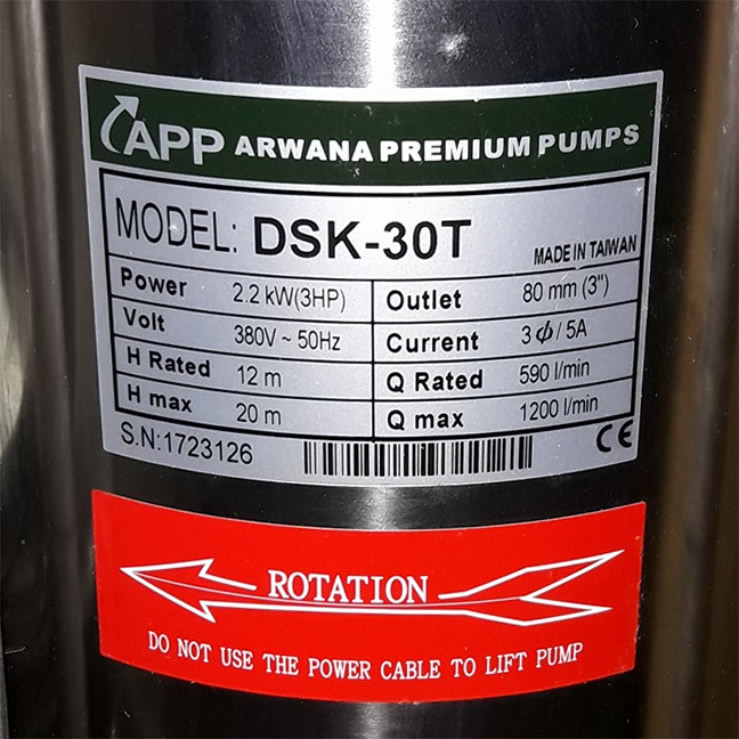TSKT Máy bơm nước thải 3Hp 380v Có dao cắt APP DSK 30T