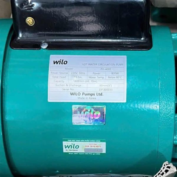 TSKT máy bơm tuần hoàn nước nóng 800w Wilo PH-400E