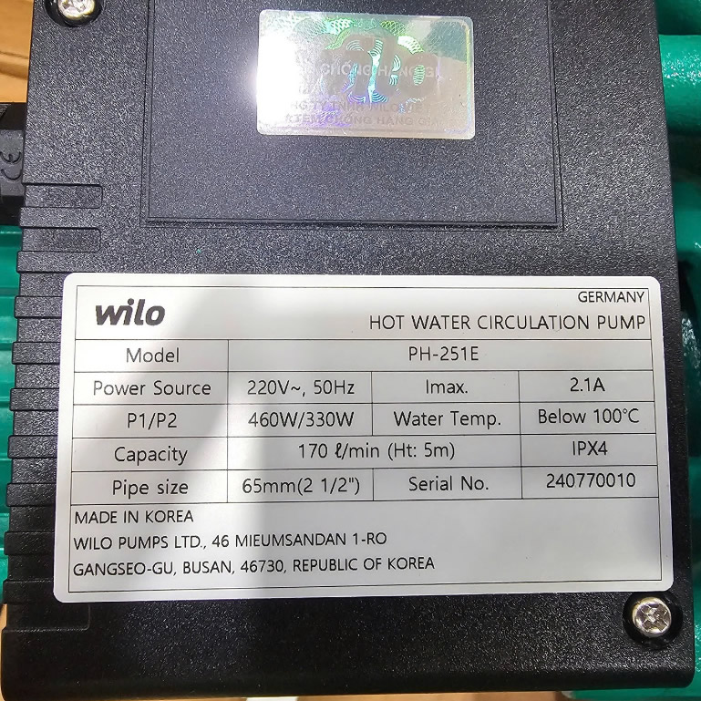 TSKT Máy bơm thuần hoàn nước nóng 330w WiLo PH-251E