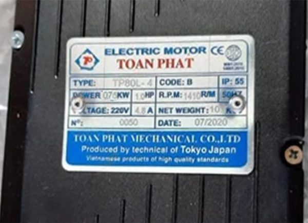 TSKT Motor Toàn Phát 1HP 220v 1450