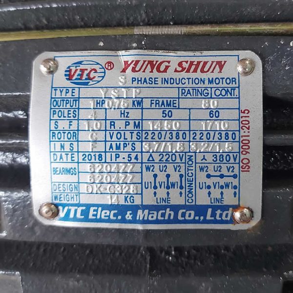 TSKT Motor VTC 1 ngựa 3 pha tua 1.450