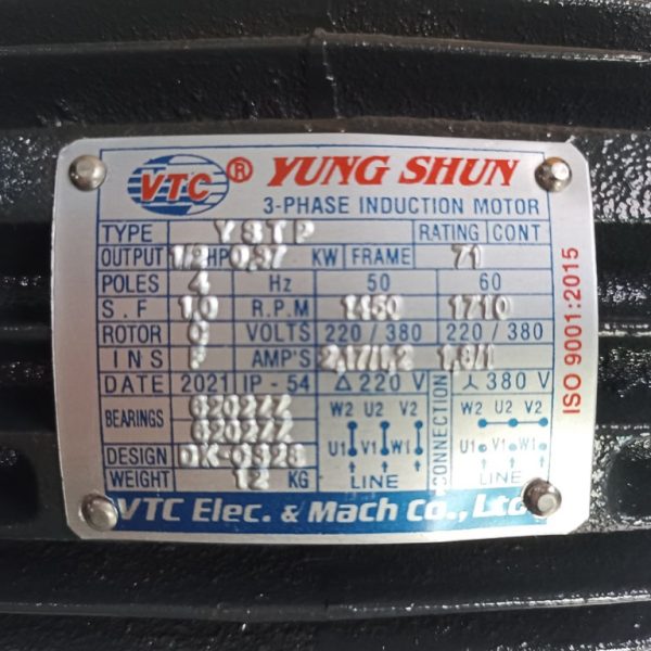 TSKT Motor VTC 1/2Hp điện 380v tua 1450