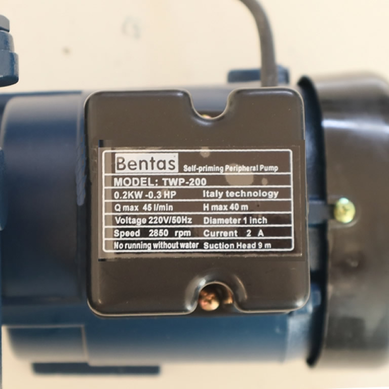 Thông số kỷ thuật Máy Bơm nước 200w Bentas TWP200