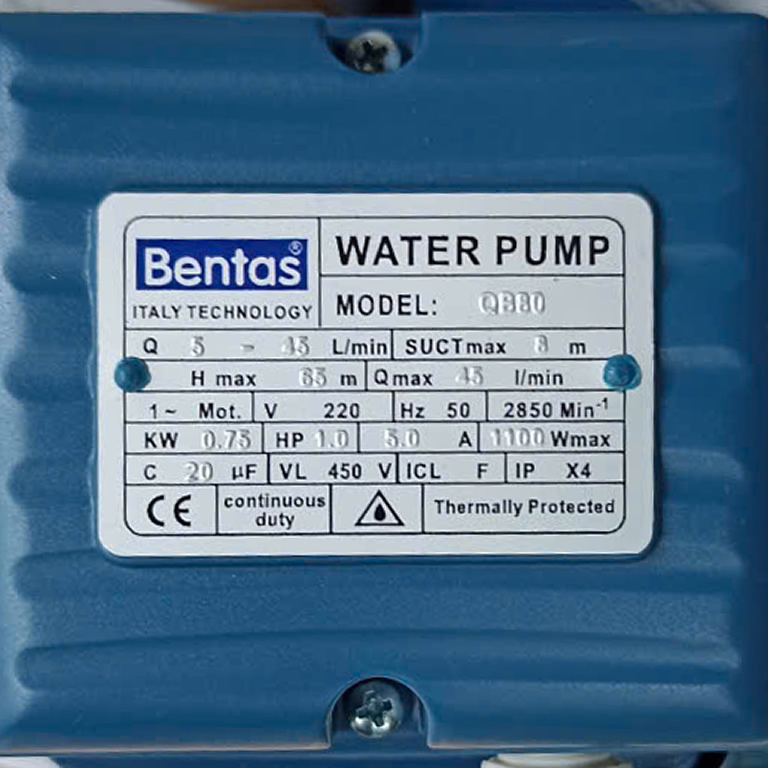 Máy Bơm đầu chuột 1Hp Bentas QB80