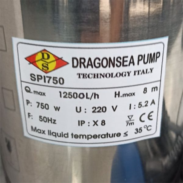 Thông số kỷ thuật Máy Bơm Nước thải Dragonsea 1Hp có phao