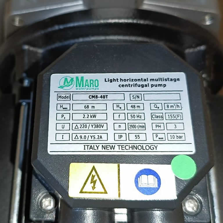 Thông số kỷ thuật Máy bơm 3hp Maro CM8-40T