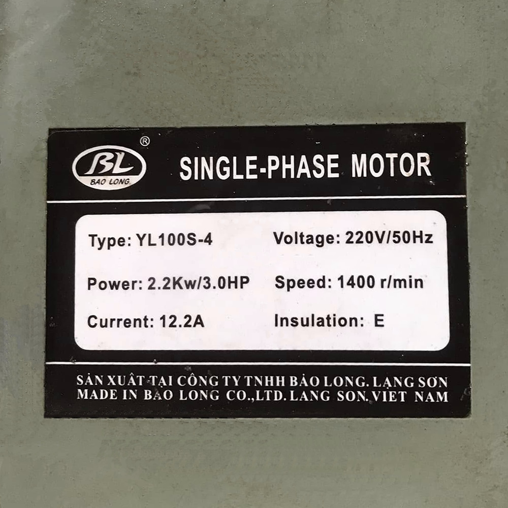 Thông số kỷ thuật Motor Bảo Long 2.2kw tua chậm