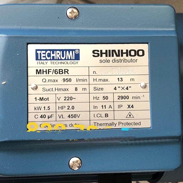 Thông số kỷ thuật Máy bơm nước TECHRUMI MHF/6BR