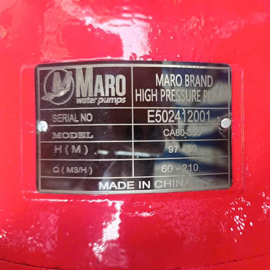 Thông số kỷ thuật hệ bơm phòng cháy chữa cháy Đầu bơm Maro CA80-350